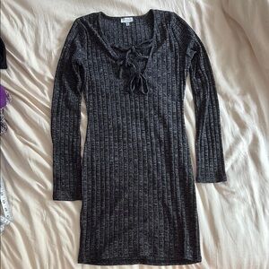 Tobi Charcoal Long Sleeve Knit Dress